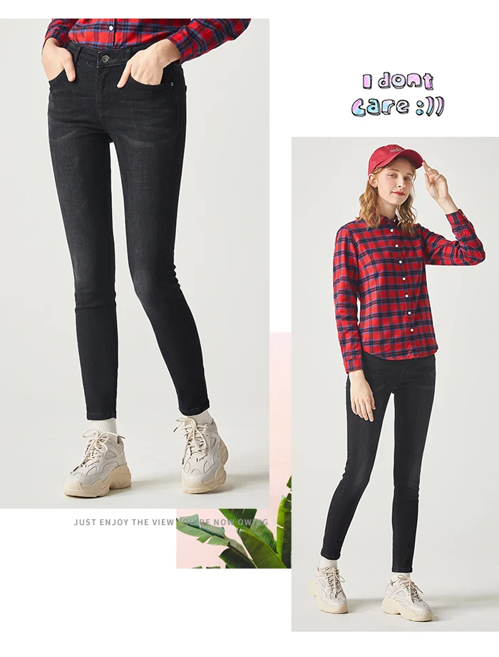 SEMIR, новинка зимы, джинсовые брюки для женщин, тонкие, тонкие джинсы, сетчатые, красные, ins, трендовые, теплые штаны