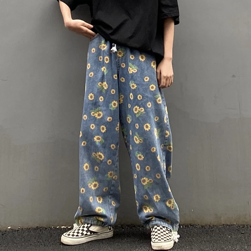 printed jeans pants