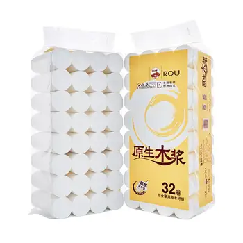 

32 Rolls/Lot Fast Shopping Roll Paper Toilet Paper 4 Layers Bathroom Toilet Kitchen Paper Tissue Cleaning Paper Wood Pulp Paper