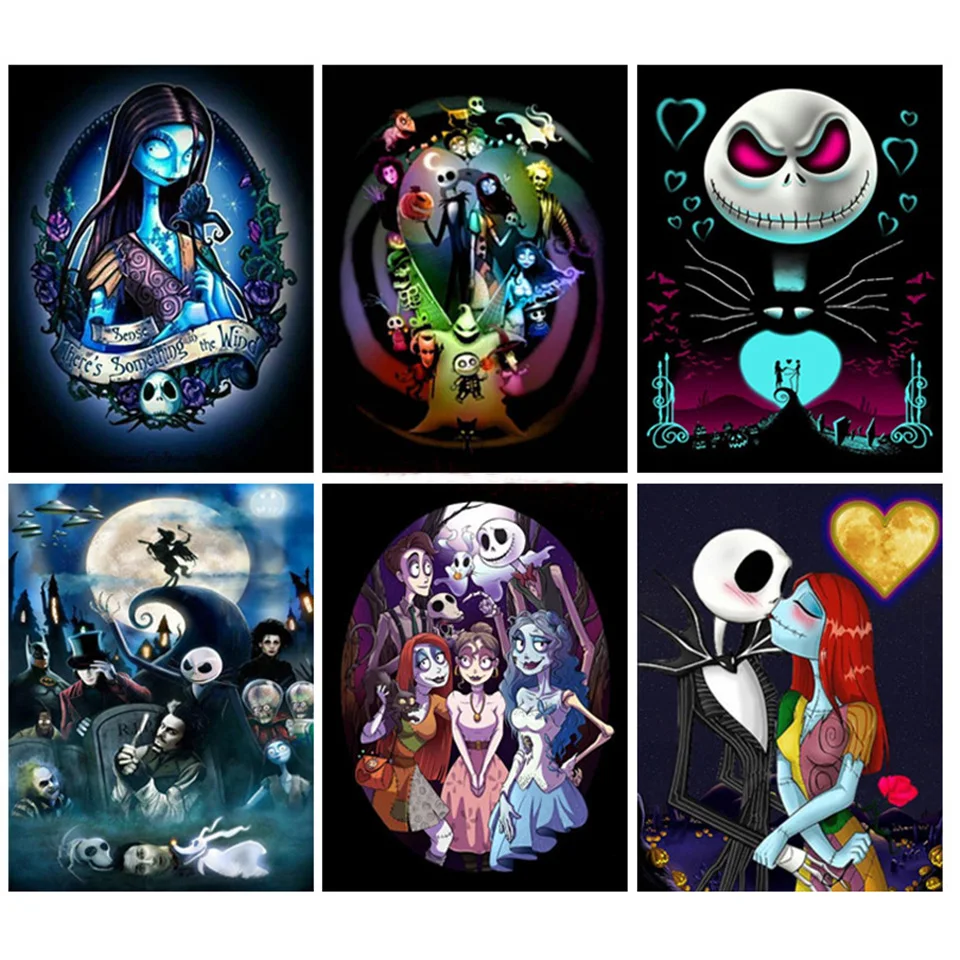 Disney Diamond Art Nightmare Before Christmas Jack Skellington Diamond  Painting Full Square Round Drill Embroidery Movie Art