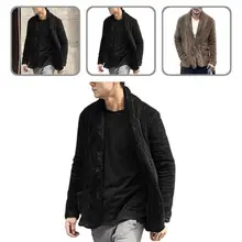 

Male Jacket Solid Color Turn-down Collar Buttons Wear Resistant Men Coat Men Coat for Work