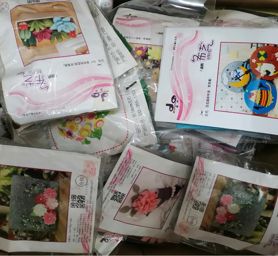 Sewing craft kit 5sets/lot random pattern kits Non-woven cloth Craft DIY Sewing set Felt Handwork Material DIY needlework supplies