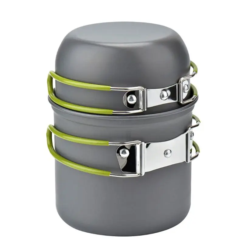 

Camping Cookware Mess Kit Outdoor Cooking Equipment Cookset Camp Pot Pan Bowls - Free Folding Utensil Set, Mess Bag | Lightweigh