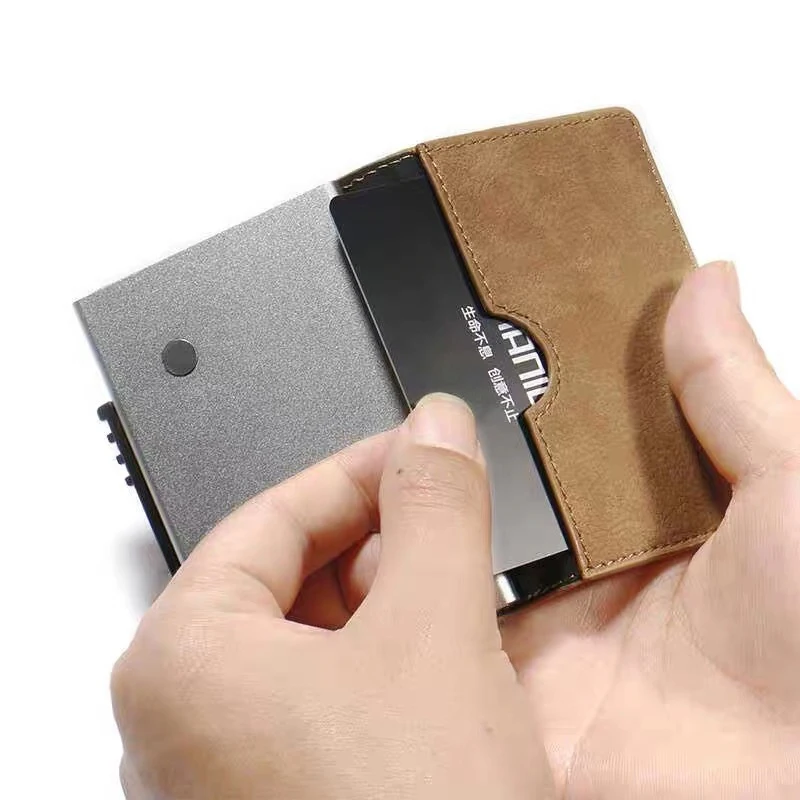 DIENQI карбоновый кожаный держатель для карт Aluminiuml RFID блокирующая сумка кредитных