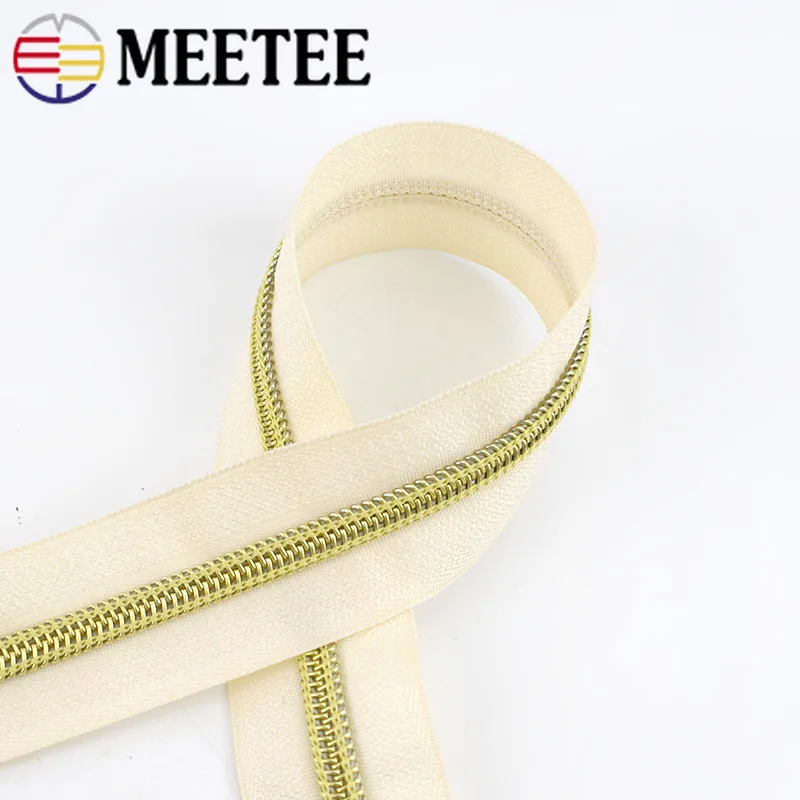 4/8 м Meetee нейлон код со стандартом ISO в Гуанчжоу Китай Золотой зуб катушки молнии для шитья «сделай сам» с открытым концом, сумки для занятий спортом, аксессуары для одежды ZA030