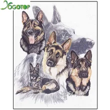 5D DIY Вышивка бисером, животное немецкая овчарка Собака ПЭТ на заказ Алмазная картина вышивка крестиком, 3D, мозаика, наклейки на стену YY1321
