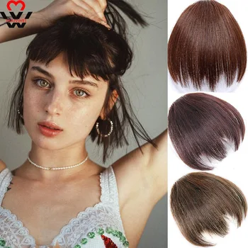 

MANWEI Synthetic Natural Front Bangs For Women Clip In Hair Extensions Short Front Bangs Black Brown Blonde Clip In Fake Bangs
