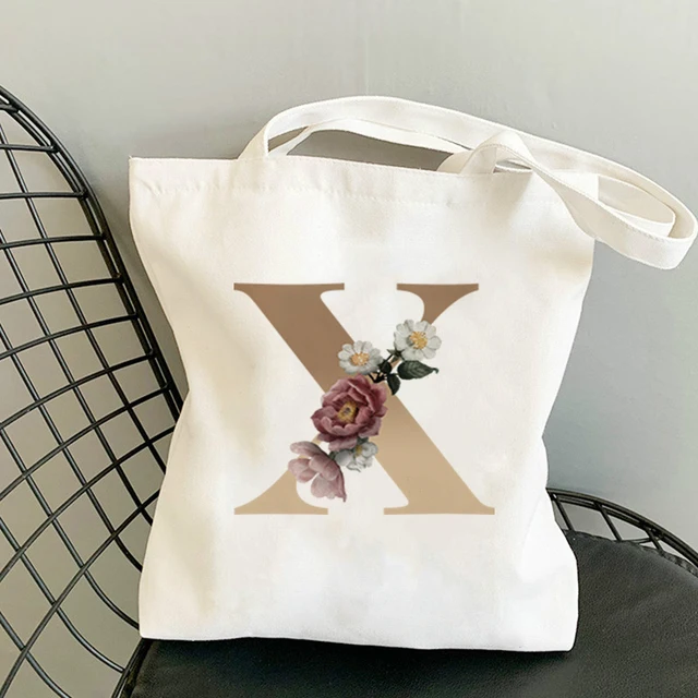Tote Bag Anime Women Cotton on the Frame Shorts Bags Paper Shopping for Boutique Flower Letter Cart Woman Raffia Shoppers With X