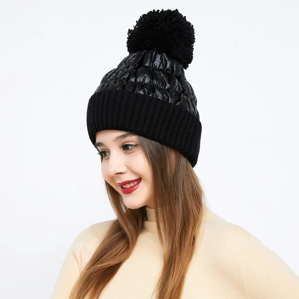 

new simple Rabbit fur Beanie Hat for Women Winter Skullies Warm wool Cap Gorros Female Cap