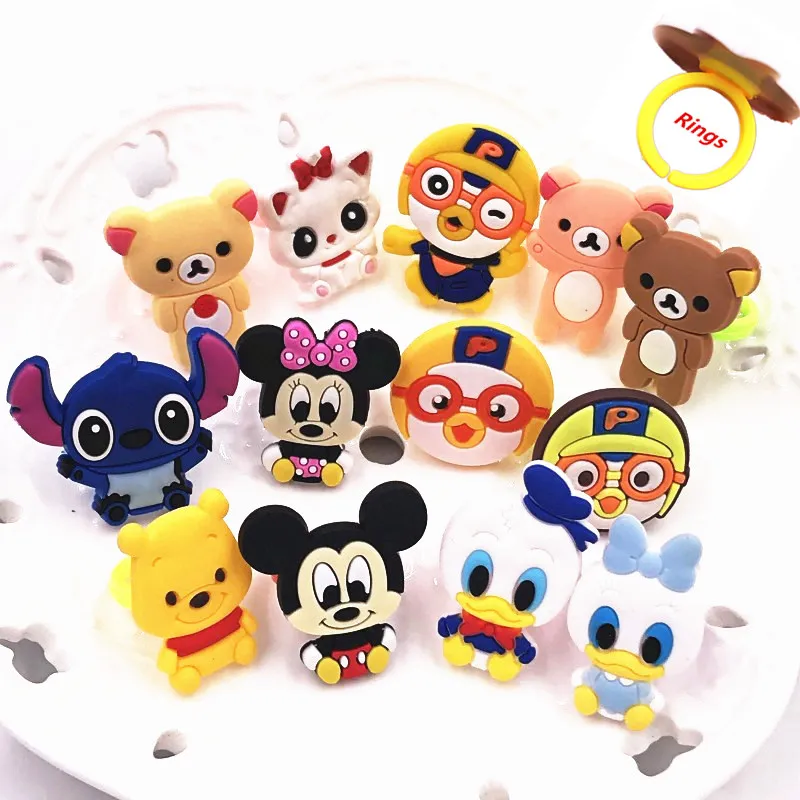 

1Pcs Cartoon Lovely Mickey Bear Daisy PVC Rings for Children Kid Boys Girls Baby Adjustable Kids Jewelry Finger Ring Party Gift