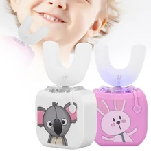 

U-Shaped Children Intelligent Cleaning Toothbrush Electric Sonic Toothbrush Oral Care Tool Food Silicone Brush Head 8-14Year Old