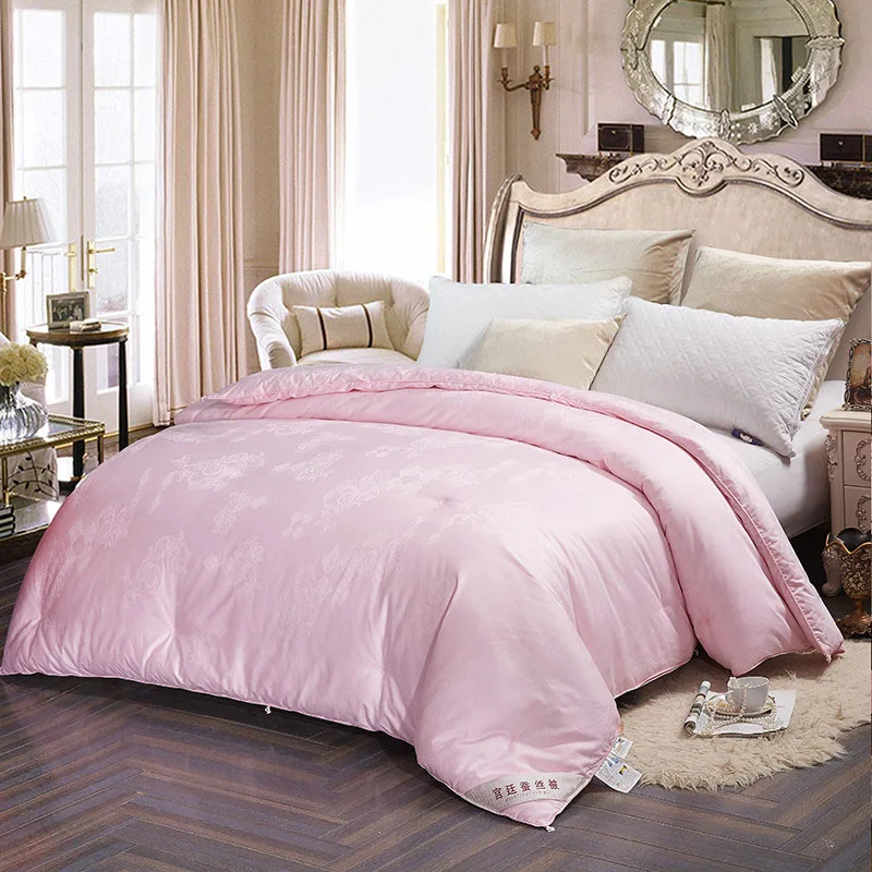 Зимнее одеяло для сна/одеяло, Скандинавское одеяло, удобное шелковое одеяло, белое/розовое/светло-розовое шелковое одеяло, всесезонное одеяло s - Цвет: Pink