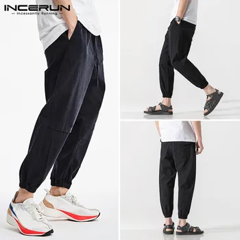 

2020 Men Beam Feet Cargo Overalls Male Punk Style Pockets Pants Loose Solid Color Liner Trousers Streetwear S-5XL