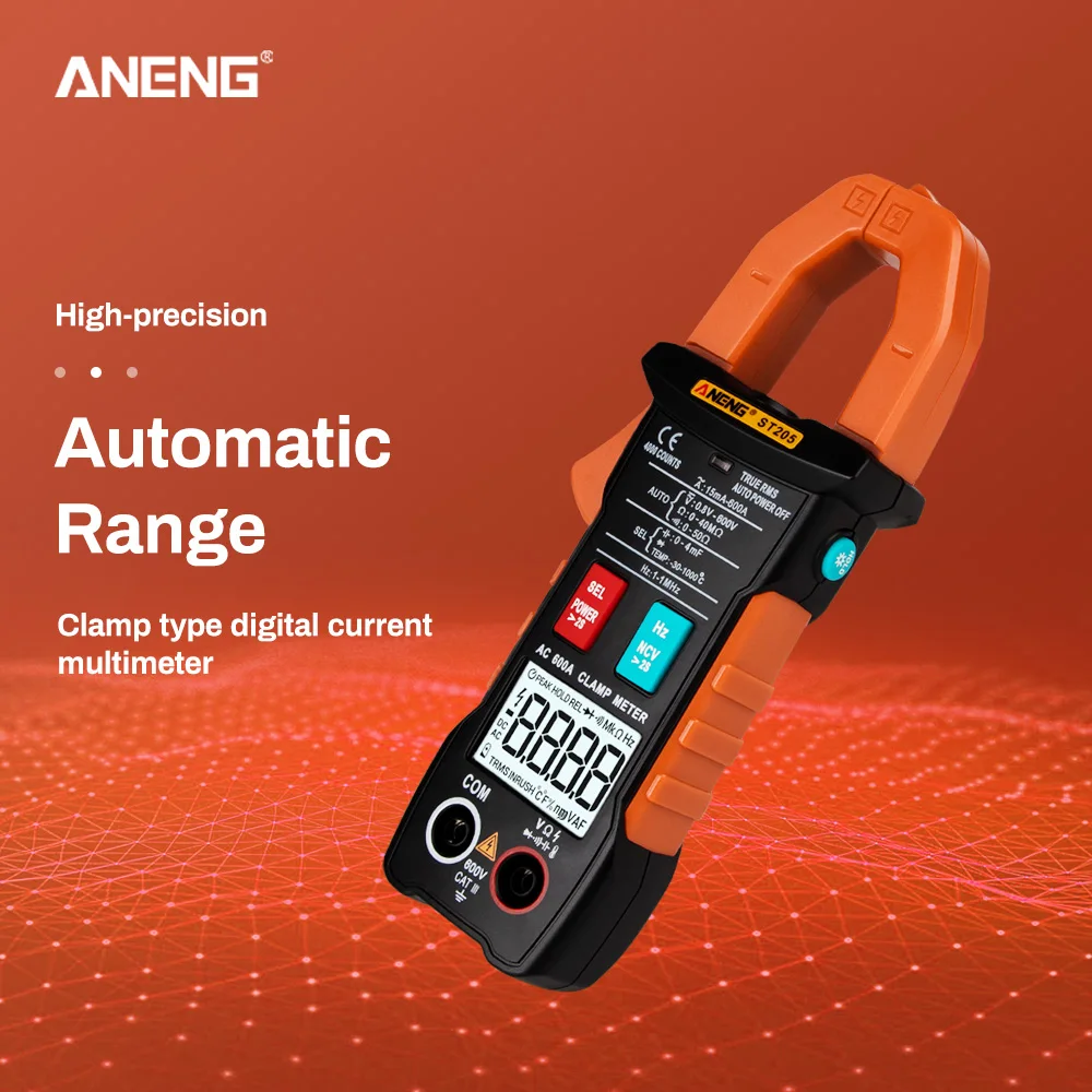 ANENG ST205 4000 отсчетов Полный Интеллектуальный диапазон True RMS цифровой мультиметр клещи AC/DC напряжение NCV сопротивление Авто Диапазон