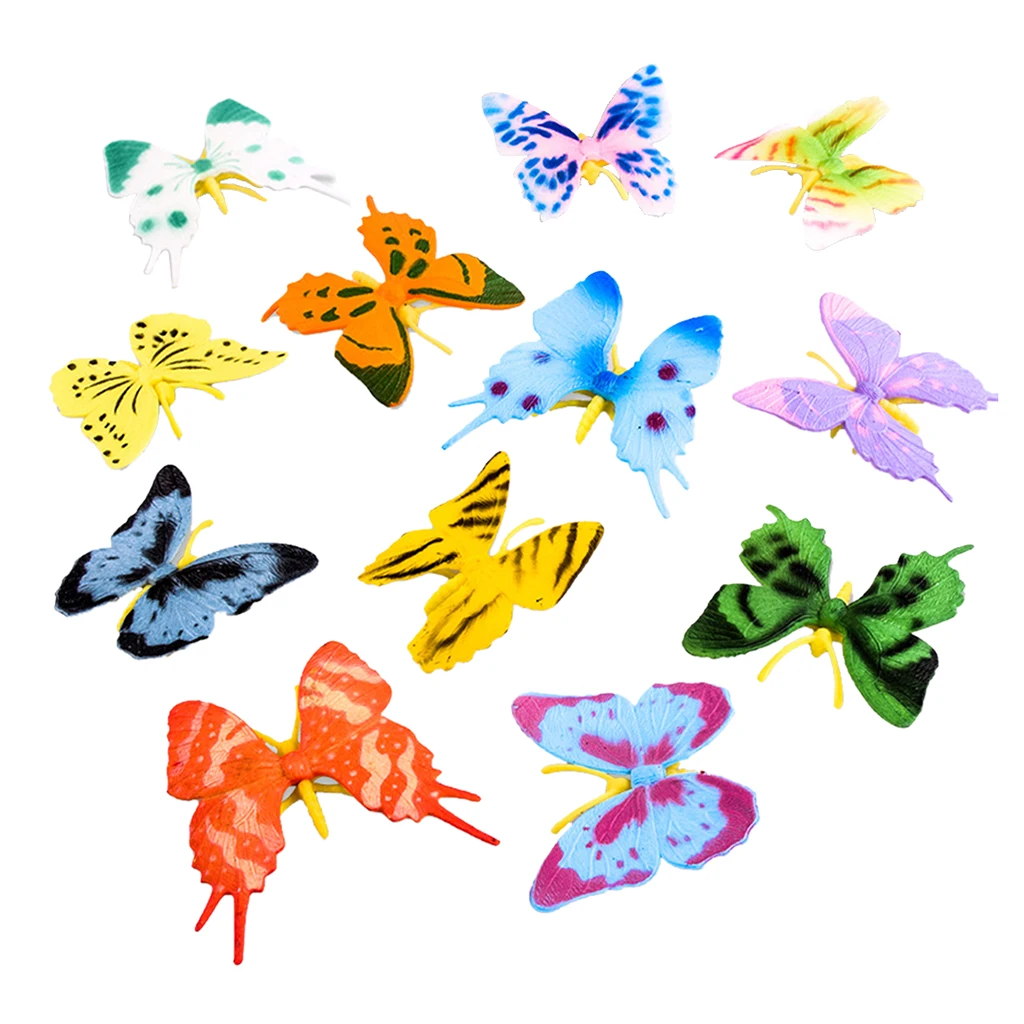 12 Stück sortiert lebensechte Schmetterling Actionfigur Insects Modell Kinder Spielzeug 