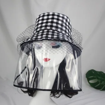 

Fashion Anti-spitting Protective Bucket Hat With Dustproof Waterproof Transparent Detachable Cover Outdoor Women Face Cover Hat