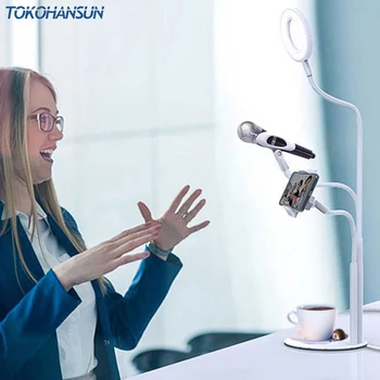 

TOKOHANSUN Universal Desktop Cell Phone Holder Flexible Selfie Ring Light Long Arm mpbile phone Clip Holder For Live Recording