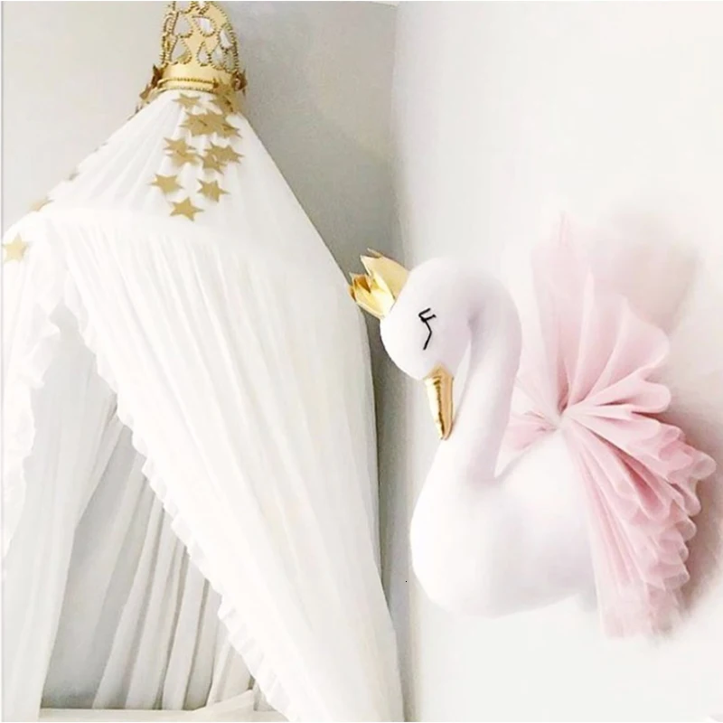 Kids Room Decor Cotton Swan Wall Hanging Decor For Baby Room Nursery Decor Pink White Swan Wall Hanging Decor For Baby Girl Room