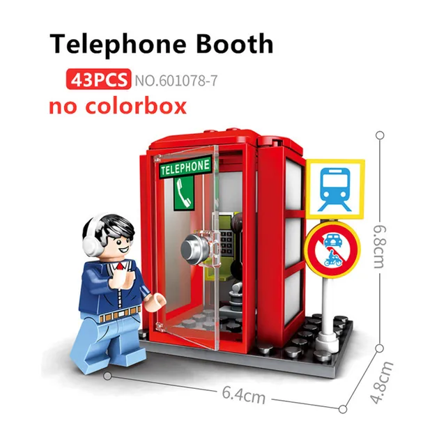 SEMBO Blocks Mini City Street Food Sushi Shop Store MOC Building Blocks Kids Educational Toys for Girl Boy Gift Juguetes Bloques Telephone-nobox