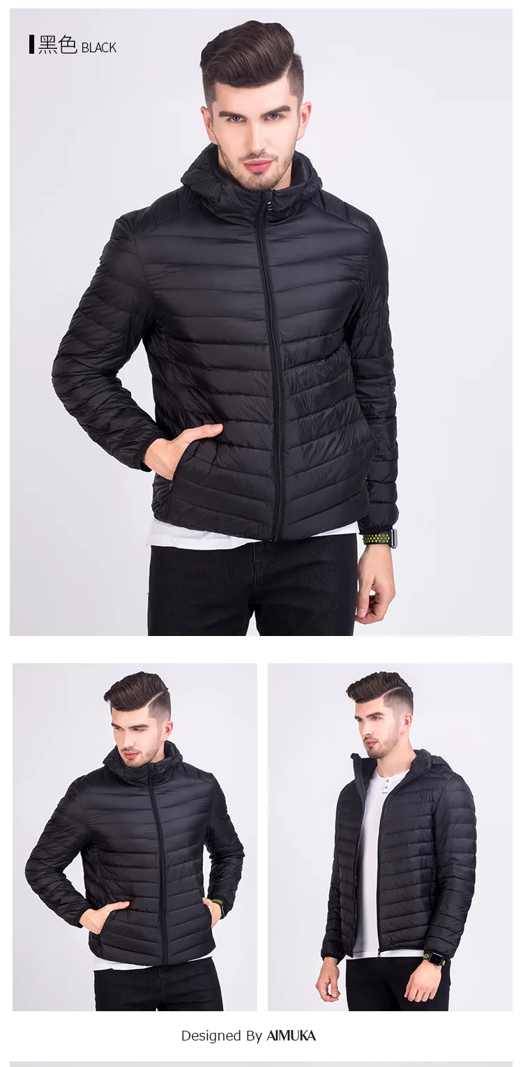 Плюс размер 3XL зимняя мужская пуховая теплая куртка ультра легкий пуховик Мужская куртка с капюшоном ветровка перо парка пальто Мужская