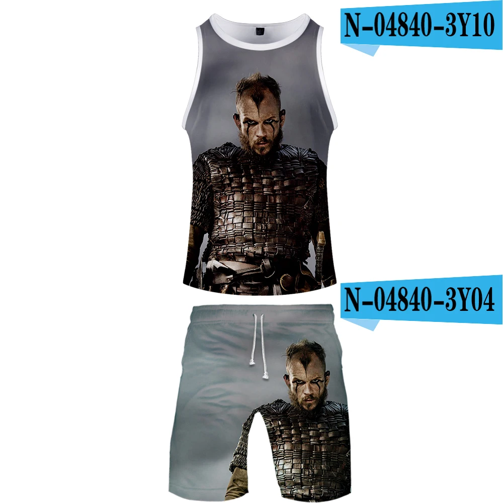 Комплект из двух предметов Viking, майка и шорты Harajuku, мужская майка Viking, уличная баскетбольная майка без рукавов, уличная одежда большого размера - Цвет: F