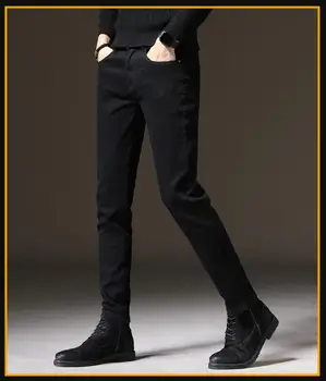 

NEW 2020 Black jeans men's slim stretch feet pants maa1 men's solid color casual trousers men's pants FL2019-12