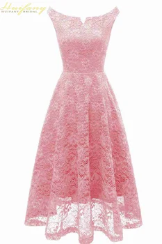 

Prom Lace Dress Off the Shoulder Applique V-neck Short Gown Plus Size Vestidos Ever Pretty Knee Length 2019