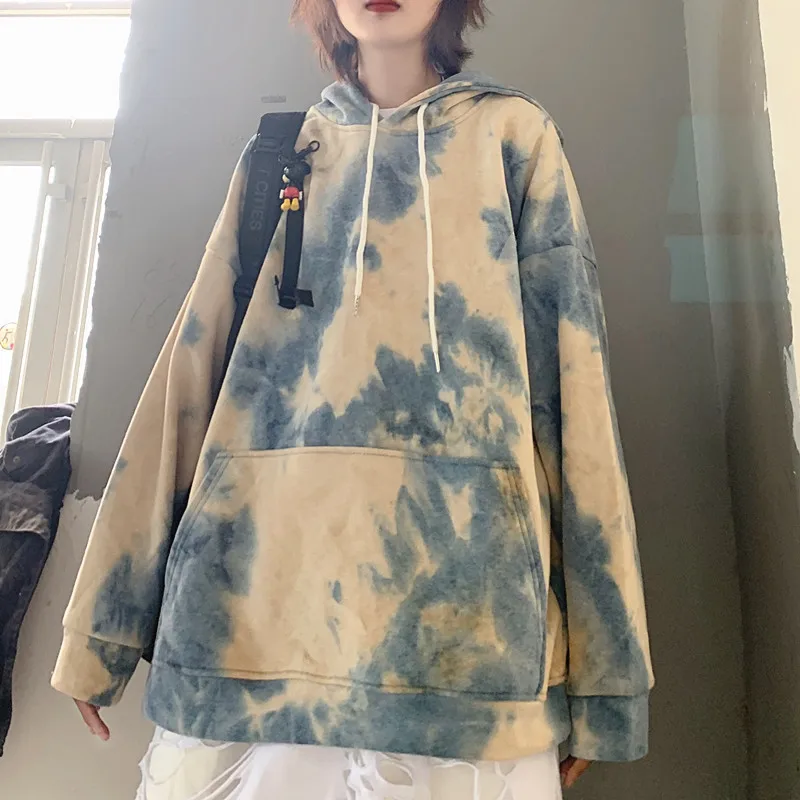 Tie Dye граффити контрастный принт карман с капюшоном свободный свитер пуловер толстовки Harajuku уличная Панк Топ скейтборд с граффити