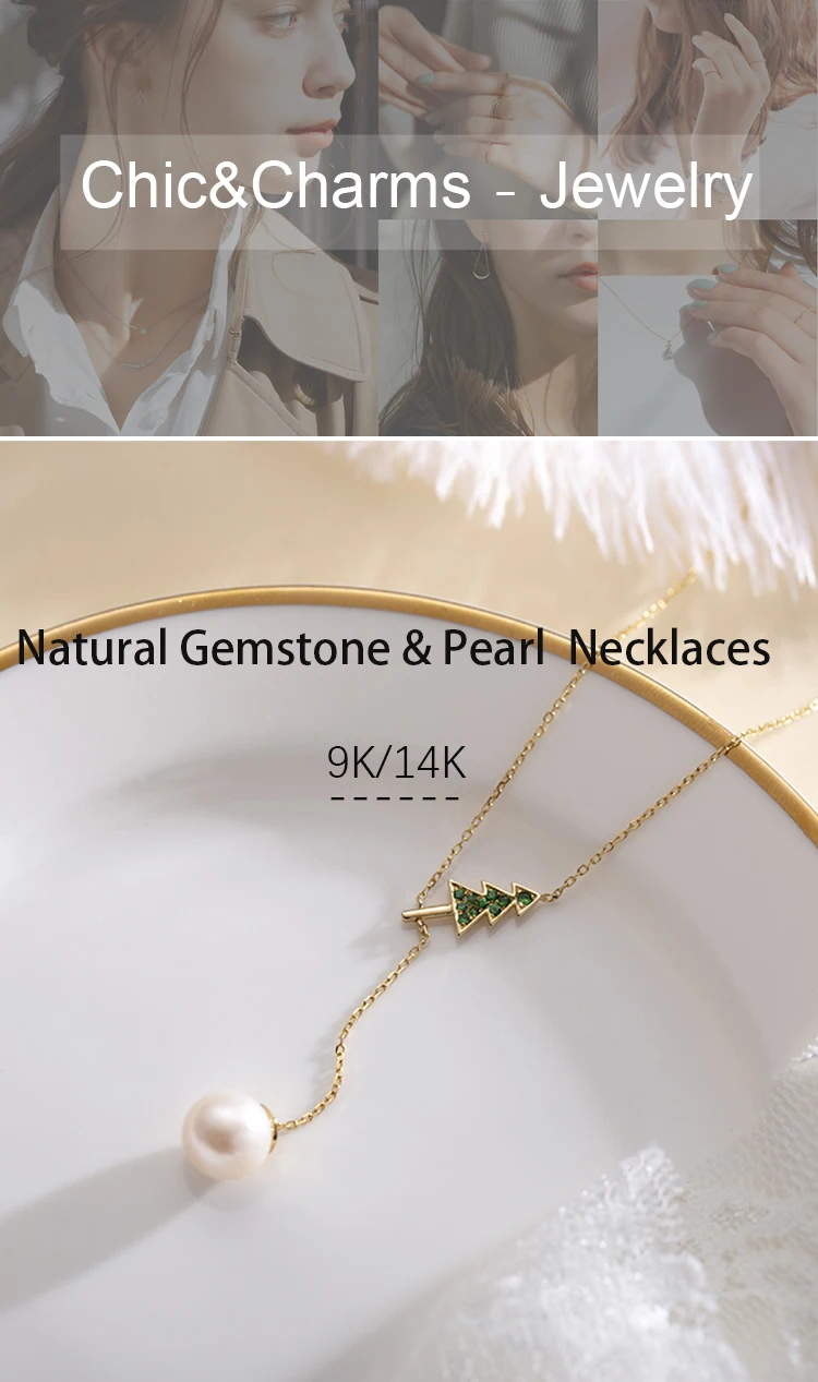 Chic& Charms 9K& 14K натуральный жемчуг и турмалин драгоценный камень ожерелье Настоящее Желтое золото Рождественские елки индивидуальное женское ювелирное изделие