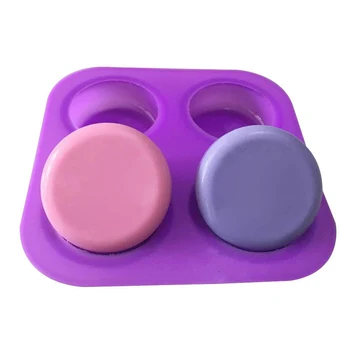 

4 Cavity Round Circles Silicone Soap Molds Cake Decorating Tools Chocolate Fondant Muffin Baking Soap Molds Heat Resistant