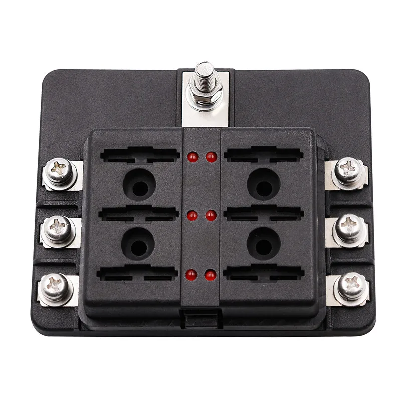 

6 Way Blade Fuse Box Holder with LED Light Damp-Proof Block Marine Car Boat Automotive RV DC 32V Waterproof with Cover & Fuse &