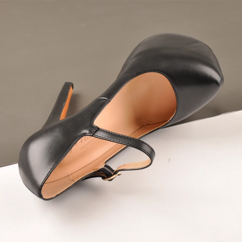 Onlymaker/женские туфли-лодочки Mary Jane на платформе модельные туфли на высоком каблуке 15-16 см с ремешком на щиколотке обувь с пряжкой большие размеры США 5-15