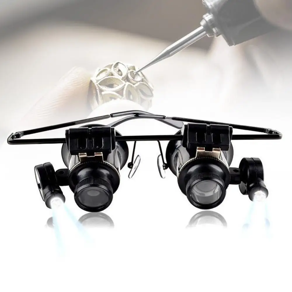 

20X Magnifying Eye Glasses Loupe Lens Jeweler Watch Repair With LED Light Watch Repair Glasses Loupe Glasses