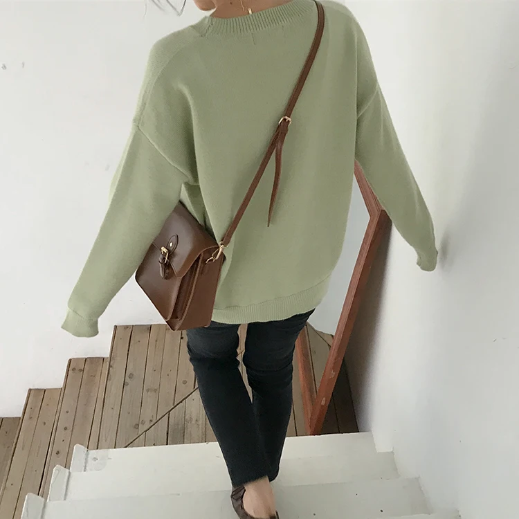 Basic Knit O-Neck Jumpers Women Sweater Casual Loose Winter Long Sleeve Sweater Women Pullovers Streetwear 2 orders
