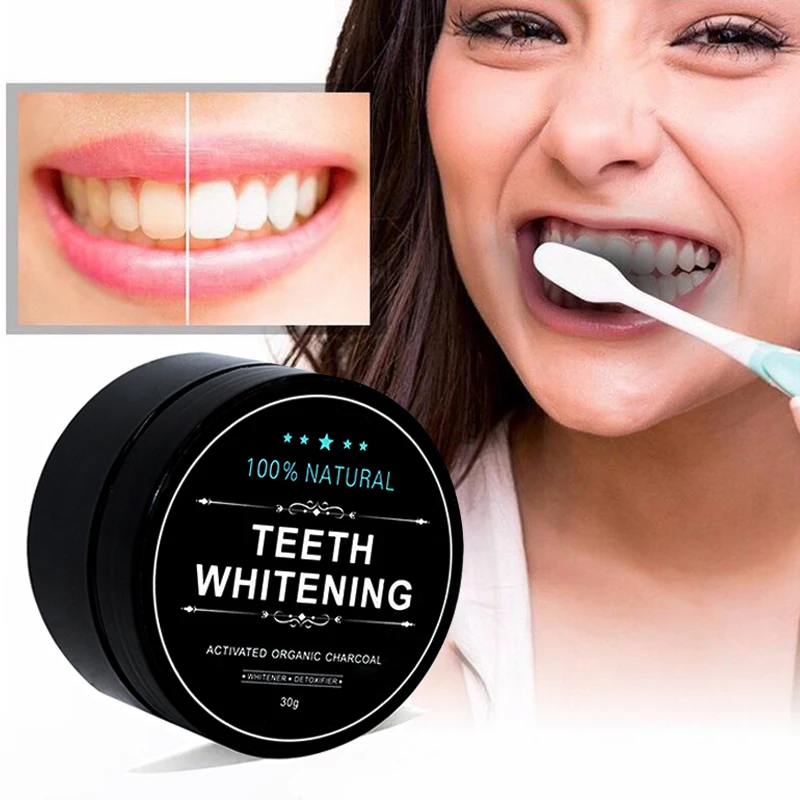 1 oz Activated Coconut Charcoal Powder Teeth Whitening Powder Bamboo Teeth Whitening Kit with Toothbrush for Oral Hygiene