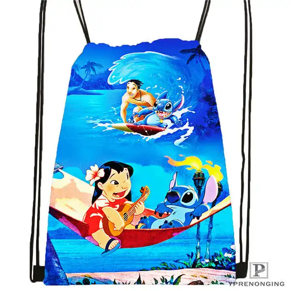 Drawstring Backpack Customilo-Stitch-walt@ 02-походная сумка на шнурке для мужчин и женщин милый рюкзак для детей(черная спинка) 31x40 см#20180611-03-139 - Цвет: Drawstring Backpack