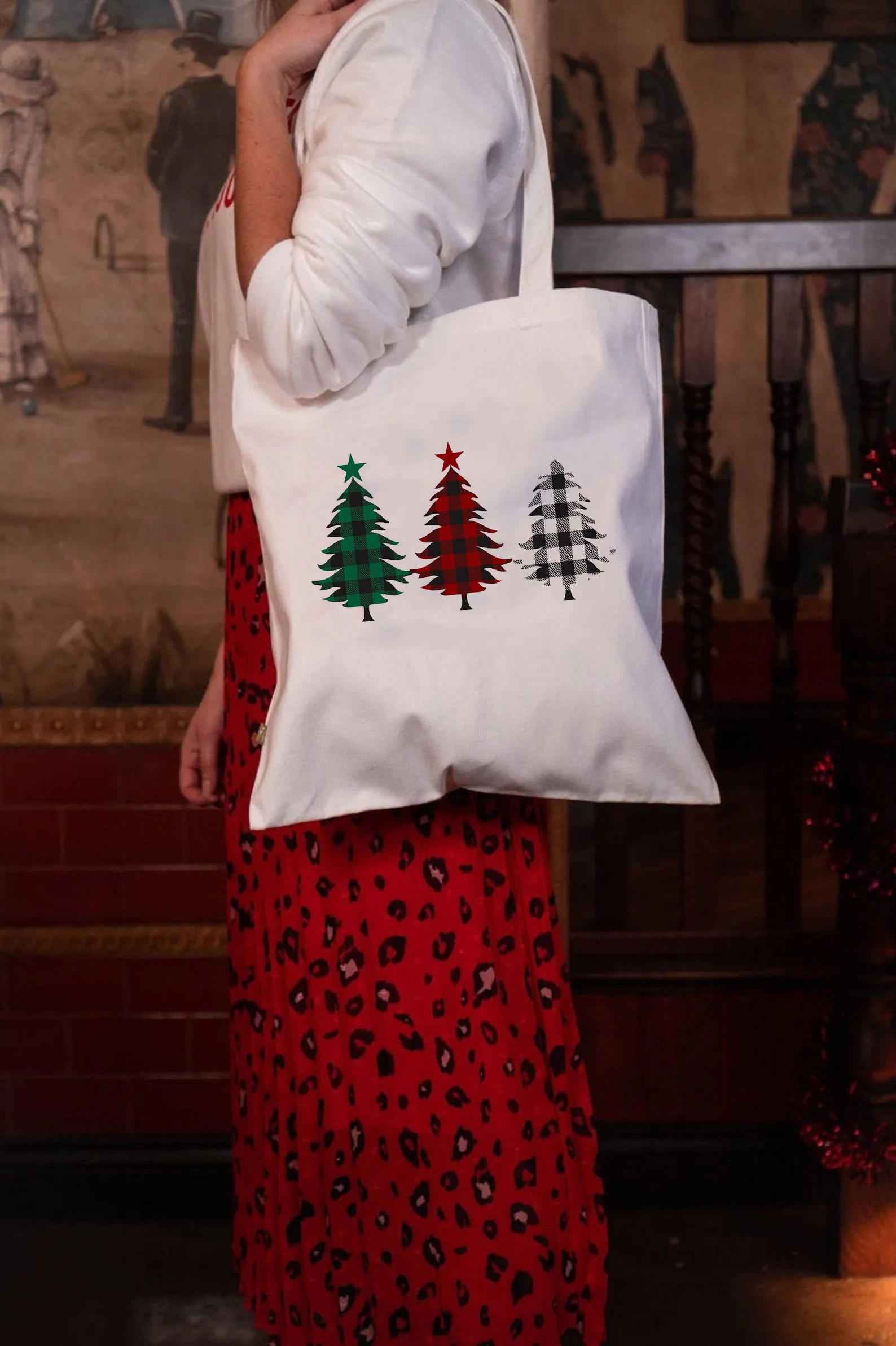 B0597-TBWH-M Merry Christmas сумка женская Холщовая Сумка повседневная тканевая сумка на плечо для девушек Женская рождественская Сумка Для Покупок Подарок на праздник - Цвет: B0597-TBWH-M