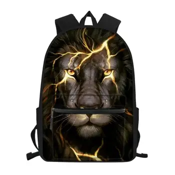 

Customized cool lion print youth backpack boy girl student school bag leisure laptop travel backpack