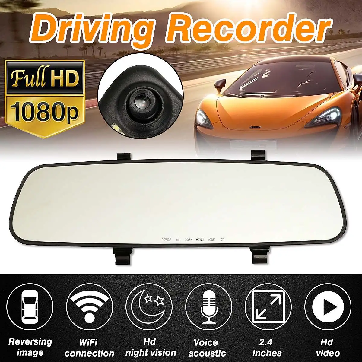 

2.4 inch 1080P Car Rearview Mirror Car Dvr Full HD 1080P Car Driving Video Recorder Camera Car Reverse Image Dual Lens Dash Cam