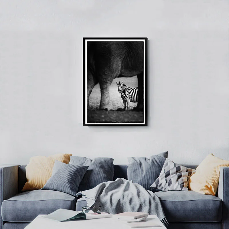 Слон Обезьяна Зебра мозаичная картина "Лев" 5D DIY Декор стен холст вышивка мозаика живопись Черно-белые в скандинавском стиле Плакаты Декор