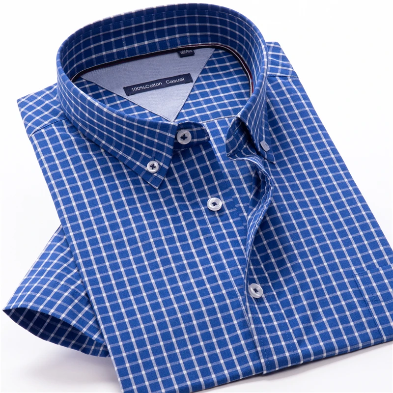 Men&rsquo;s Cotton Shirt 6XL 7XL 8XL 9XL 10XL Summer Fashion Striped Short Sleeve Classic Business Casual