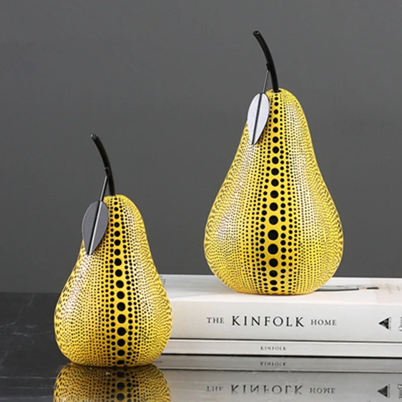 Yayoi Kusama волна точка груша смолы ремесленника рабочего украшения гостиной моды моделирование фигурки фруктов X1763