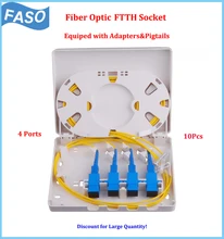 10Pcs FTTH 4 Port Fiber Optic Terminal Box Equiped with Adapters and Pigtails Distribution Box