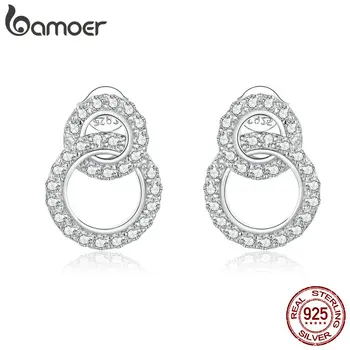 Double Circle Stud Earrings for Women 925 Sterling Silver