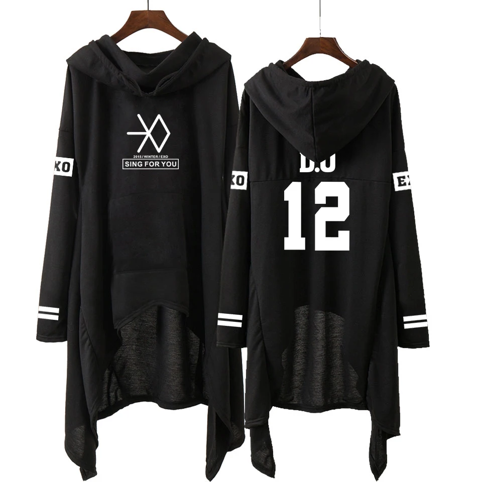 Kpop EXO/новые модные корейские толстовки EXO DO LAY SE HUN KAI пой FOR YOU EXO длинная юбка женские толстовки Harajuku Пуловеры для девочек