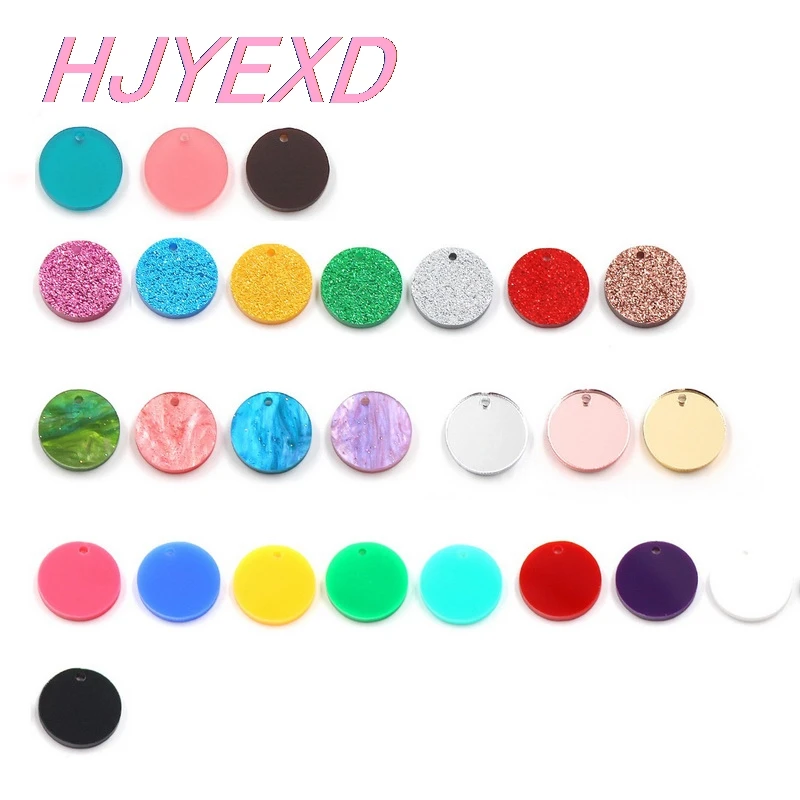 (20pcs/lot) AC1028 16mm Assorted Discs With hole Acrylic Glitter Round