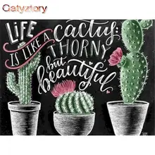 

GATYZTORY DIY Painting By Numbers Cactus HandPainted Oil Painting Acrylic Painting Home Decor Unique Gift Fun at Home