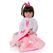 KEIUMI Adorable Silicone Reborn Baby Girl Doll 48cm Charming Reborn Boneca Rabbit Toddler Wear cloak For kids Birthday Playmate