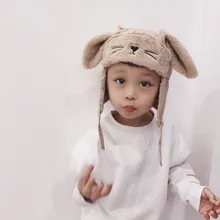 Милые зимние шапки с животными, зимняя шапка для девочек, хлопковая Милая шапка, детская замшевая шапка с ушками, Стильные Шапки для малышей