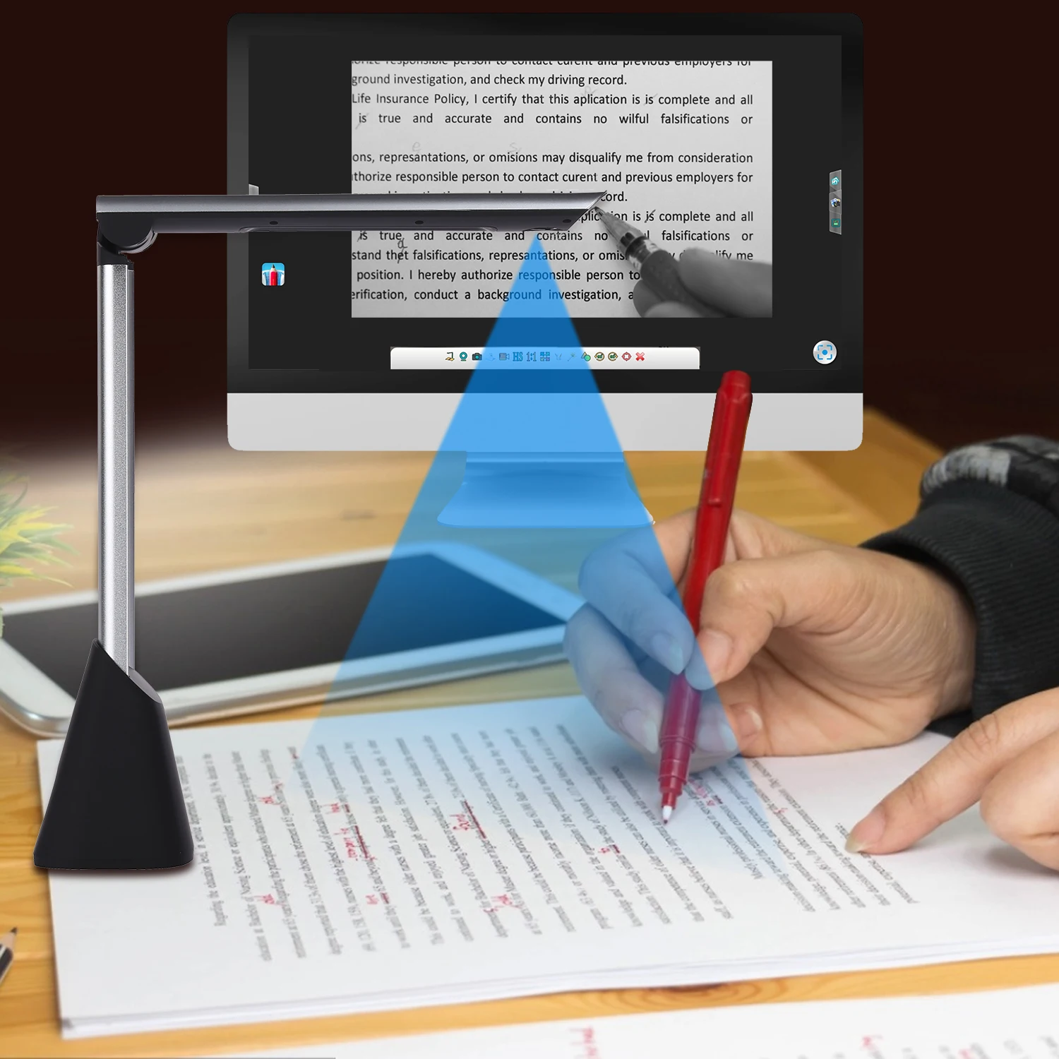 Document Camera Scanner Aibecy BK34 Document Camera Scanner 5 MP HD Camera A4 Capture Size LED Book Scanner for Classroom Teachers Support 7 Language